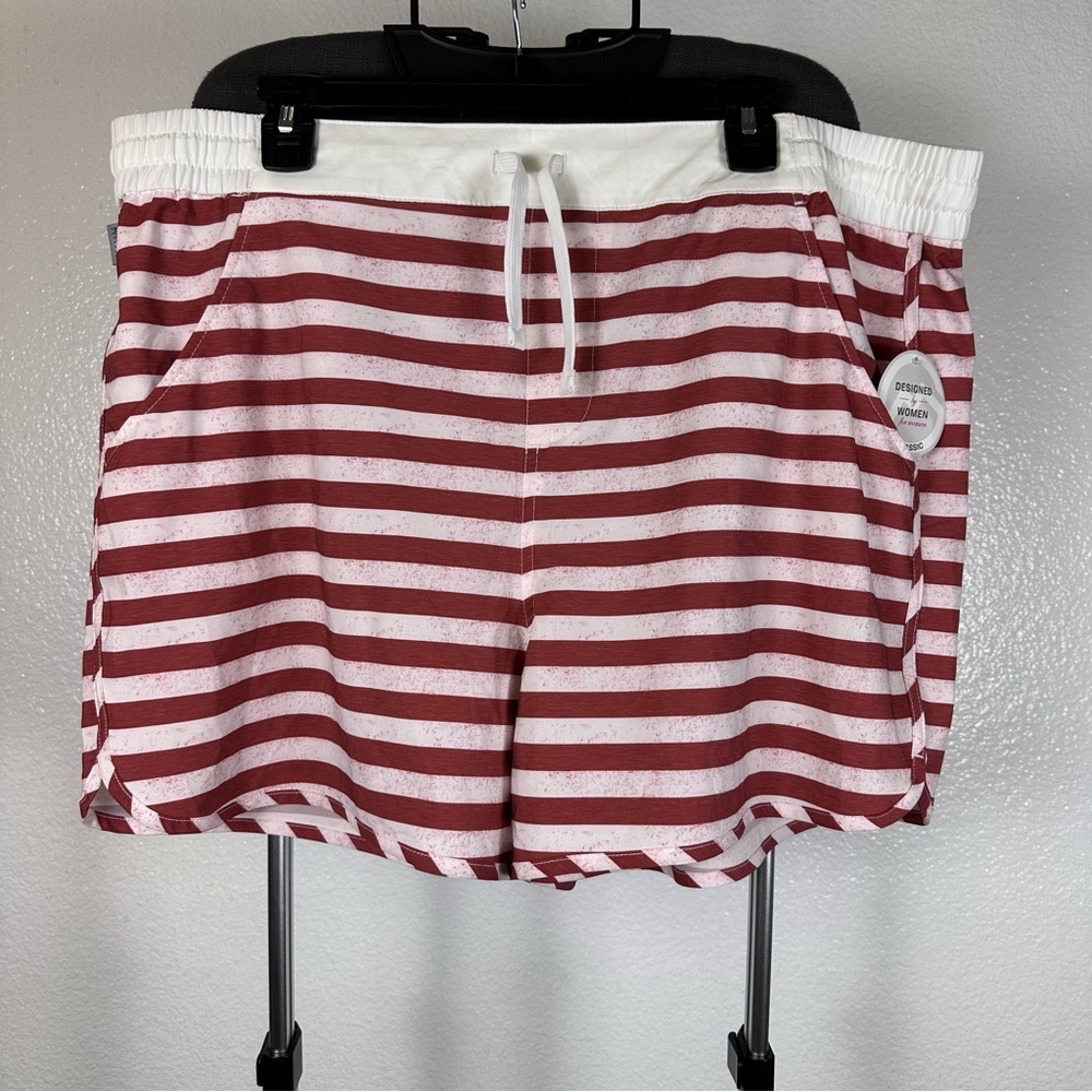 Magellan Outdoors Red‎ and White Striped Athletic Shorts